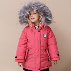 AndiApple 童款毛邊連帽束腰長版保暖外套