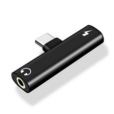 Hensen Type-C多埠耳機轉換充電兩用轉接頭, 黑色, 5cm, 1個