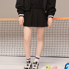 applepink 女童字母飾帶百褶裙 S101