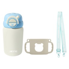 주니 2in1컵 240ml + 실리콘 컵홀더 + 스트랩 세트, 블루, 1세트