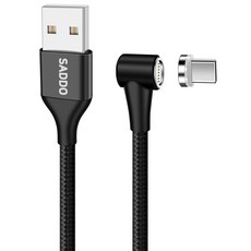 사또 3세대 USB C타입 커넥터 + ㄱ자형 마그네틱 고속충전 케이블, 1m, 블랙, 1세트