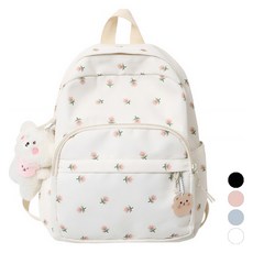 Elsso 女款花卉圖案防水後揹包, 白色