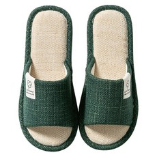 bebehome 四葉草棉麻拖鞋 平底圓頭 (80%棉+20%麻) 聚氯乙烯(PVC), 綠色, 38~39, 1雙