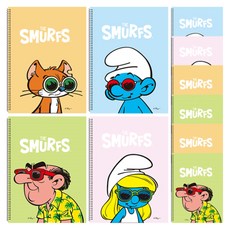 YOUNGART 藍色小精靈封面印花英文筆記本 10入, 混色, 1套