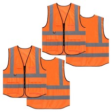 口袋型安全反光背心, 螢光橘, 2個