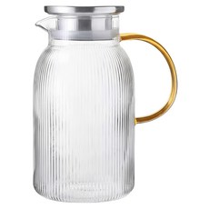 FOREVER 高硼硅耐熱玻璃直條紋把手水壺, 1個, 透明, 1.5L