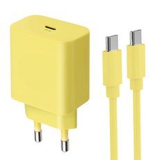 홈플래닛 25W PPS PD 3.0 초고속 충전기 + CtoC 케이블 1.2m, 옐로우, 1개