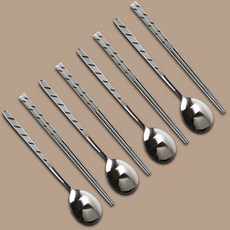 Willive 線條噴砂餐具組, 湯匙 + 筷子, 銀色