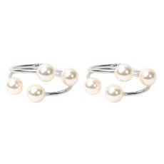 珍珠窗簾綁帶 鋼製綁帶 餐巾環 6 x 3 cm, 2個, 銀色