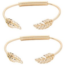 樹葉鋼製餐巾環窗簾夾, 2個, 金色