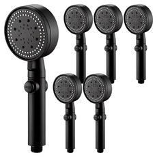 Winprice 五段水流一鍵止水輕量按摩蓮蓬頭, 黑色, 6個