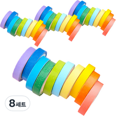마켓감성 레인보우 컬러 마스킹 테이프 세트 레인보우 5m x 0.7cm, 혼합색상, 8세트
