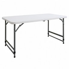 AMOS 手提折疊式升降戶外露營餐桌 輕便耐用 免組裝設計 兩段式高度調整 平均耐重100公斤, 122cm, 122 x 60 x 58~74cm, 白色