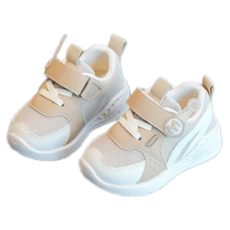 小童軟底防滑網面機能運動鞋, 乾爽透氣, 時尚簡約, 安全舒適, 150mm, 卡其色