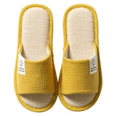 四葉草棉麻拖鞋，80%棉+20%麻，多色可選, 黃色, USA36~37 25cm, 1雙
