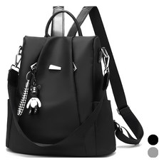 Elsso 女用輕量防水日常後背包 + 鑰匙圈組, 黑色