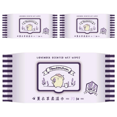 布丁狗 薰衣草柔濕巾 掀蓋包, 1入, 3包