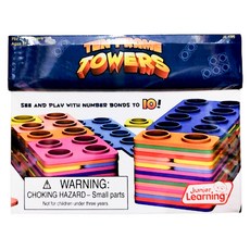 Junior Learning 十格數學積木塔 益智數學教具, 數學積木遊戲, 兒童益智玩具, 培養數學思維, 彩色, 1盒