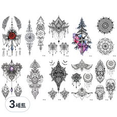趣味賣家 紋身刺青貼紙 9件組, 黑白 10張, 3套