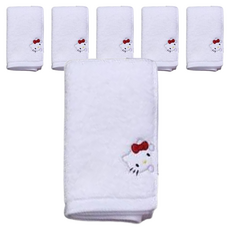 YOUNGSHIN TOWEL 三麗鷗角色洗臉毛巾 170g 30支棉紗, 白色, 6個