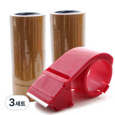 미색 박스테이프 중포장 40m x 10p + 테이프커터기, 3세트