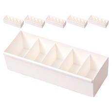 EZLIVING is living 可連接式抽屜整理隔板 內衣褲整理盒 5格, 象牙白, 6個