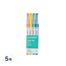 모나미 에센티 트윈 형광펜 4색SET 4종류, 뉴브리즈, 5세트