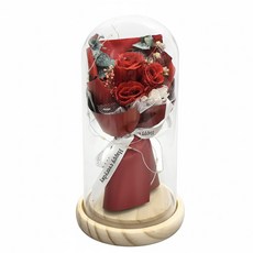復古永生花小夜燈 441g, 玫瑰 紅色