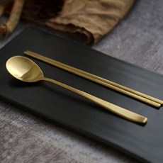 韓國製 Genesis 5人份金色湯匙筷子組, 1套, 湯匙 5p + 筷子 5p, 單一顏色