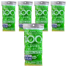 YOKOZUNA CREATiON 起泡洗澡巾 日本沐浴巾 尼龍材質 28x100cm, 深綠色, 5包, 1張