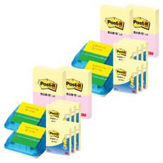 쓰리엠 포스트잇 팝업 디스펜서 C-4214 + 포스트잇 노트 653-2 세트, 노랑 + 러블리핑크, 4세트