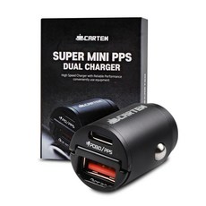 CARTEM 超迷你超高速PPS車用雙孔充電器30W, 黑色, CT500