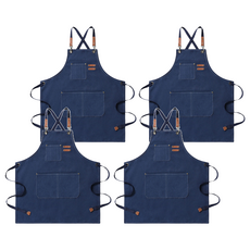 卡特屋 日系成人工作圍裙 耐磨防油防水塗層, 牛仔藍, 4件