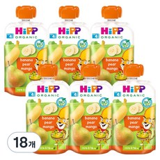 힙 이유식, 혼합맛(바나나/페어/망고), 100g, 18개