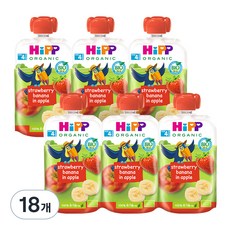 힙 이유식, 혼합맛(스트로베리/바나나/애플), 100g, 18개