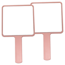 Double J 現代粉彩方形手拿鏡, 粉紅色, 2個