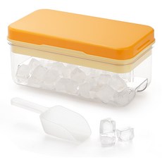 comet 按壓式製冰盒收納桶 + 冰勺套組, 黃色, 1套