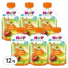 힙 유기농 과일 이유식, 혼합맛(사과/바나나), 100g, 12개