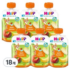 힙 유기농 과일 이유식, 혼합맛(사과/바나나), 100g, 18개