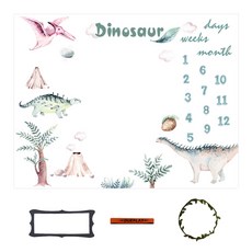 Kori Deer 可莉鹿 法蘭絨嬰兒童成長紀錄日期毯安撫包巾 柔軟親膚, 恐龍王國