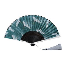 上手家居 鋁合金折扇 扇子/鐵扇/古風扇/合金扇/手扇/金屬折扇/古風折扇/防身武器 23 x 1.5cm, 1支, 黑色 + 綠色 + 白色