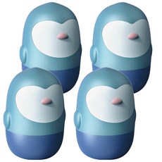 블루버킷 귀여운 펭귄 캐릭터 유아용 손톱깎이, 4세트, 민트블루