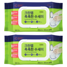 크린랩 촉촉한 수세미, 40개입, 2개