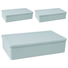 FAmILyLIFE 生活 日式可疊加衣物雜物收納箱 YG-135 單格款 14L, 3個, 冰湖藍