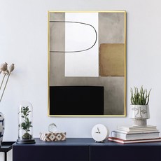 Marvel In Home 室內裝飾抽象畫現代設計 A 海報 + 鋁製畫框組, 金色