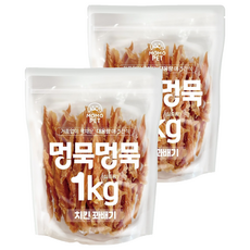 멍묵멍묵 강아지 사사미 육포 대용량 간식, 치킨꽈배기, 1kg, 2개