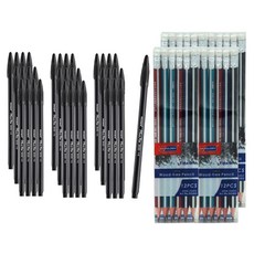 monAmi Plus Pen 3000 12入 x 3組 + Sky Glory 三角橡皮擦鉛筆 12支組, 黑色, 4套