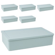 FAmILyLIFE 生活 日式可疊加衣物雜物收納箱 YG-135 單格款 14L, 6個, 冰湖藍