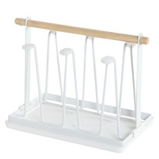 OON 附瀝水盤鋼製六格杯架, 白色, 1個