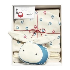 nIZio 招福帽兜斗篷浴巾禮組, 小小兔 桃紅藍 米色, 1組